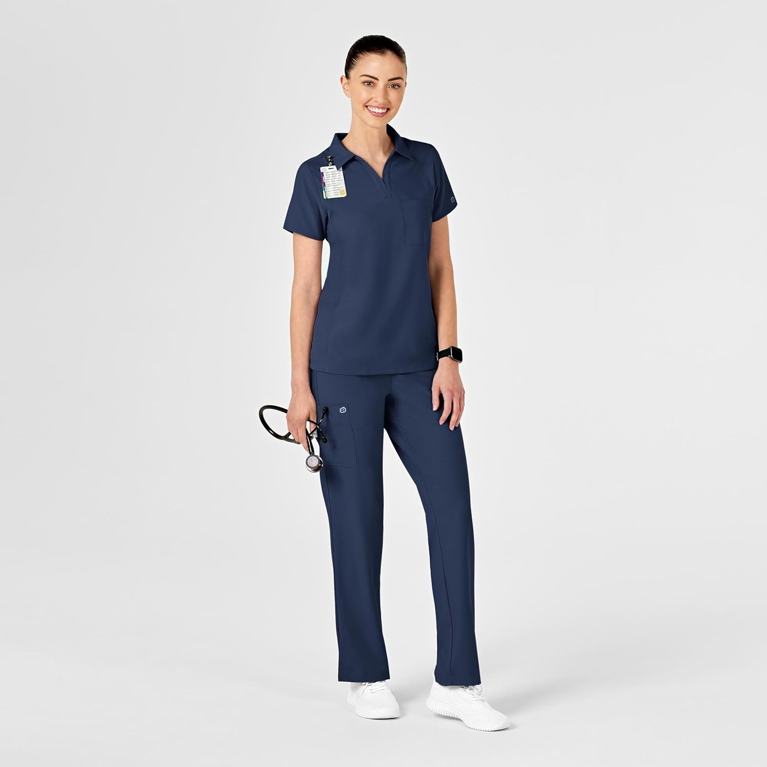 image:imageWink W123 Womens Collar Scrub TopNavy