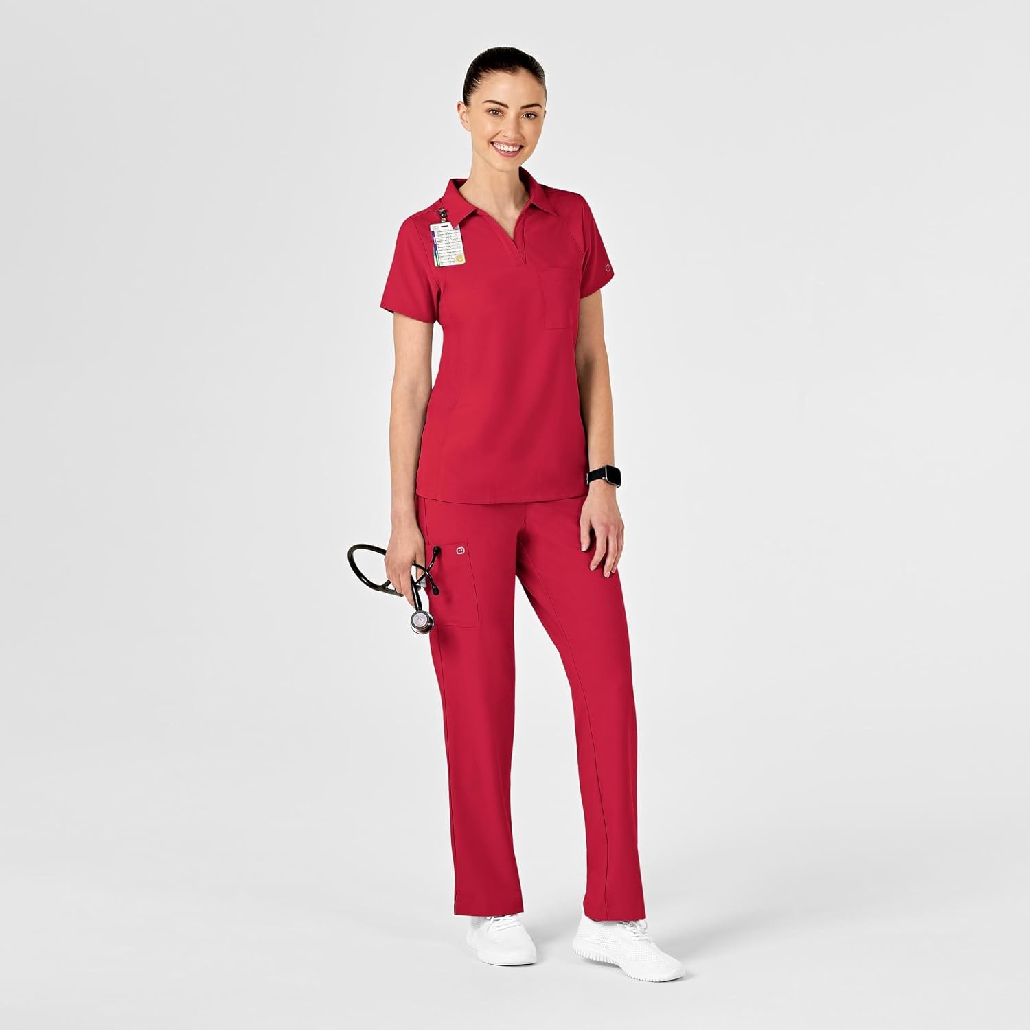 image:imageWink W123 Womens Collar Scrub TopRed
