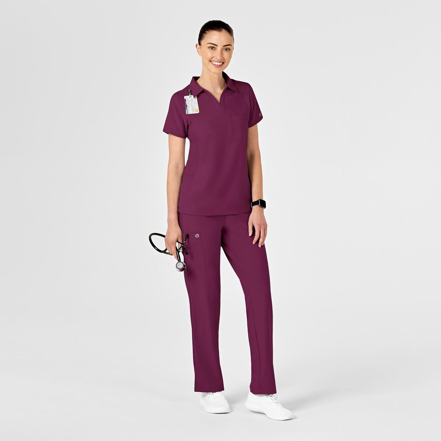 image:imageWink W123 Womens Collar Scrub TopWine