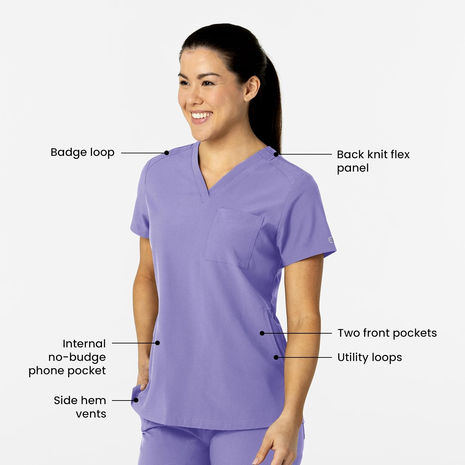 image:imageWink W123 Womens FlexnReach VNeck Scrub Top Iris Purple 2X