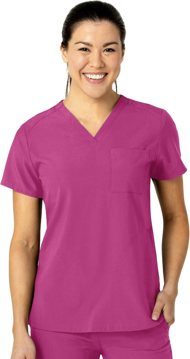 image:imageWink W123 Womens FlexnReach VNeck Scrub Top Raspberry S