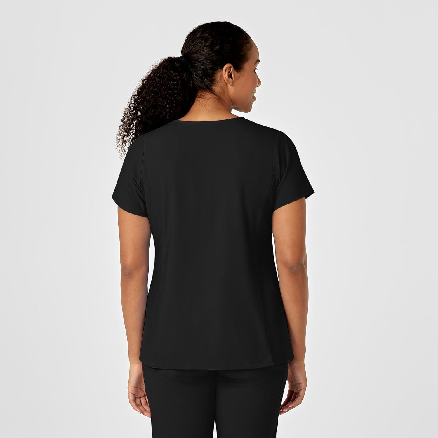 image:imageWink W123 Womens YNeck Wrap Scrub TopBlack