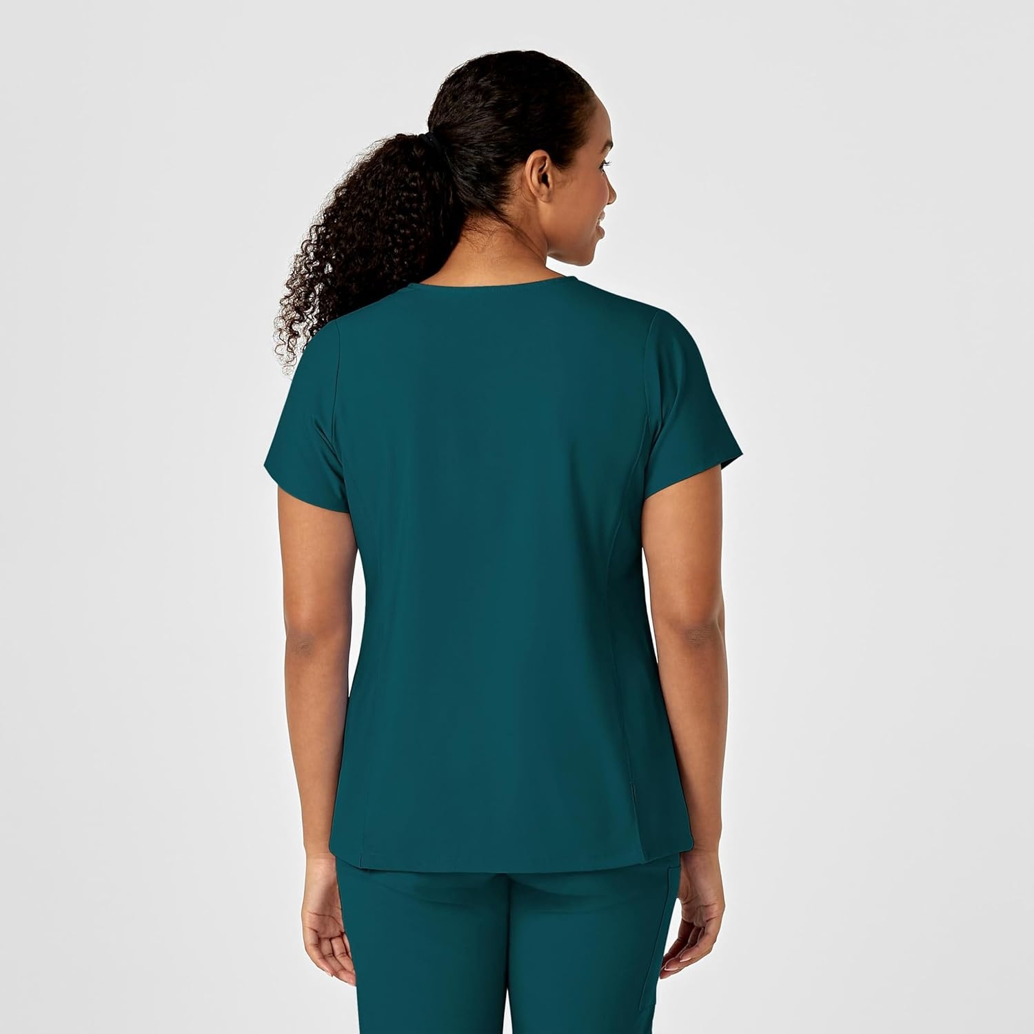 image:imageWink W123 Womens YNeck Wrap Scrub TopCaribbean Blue