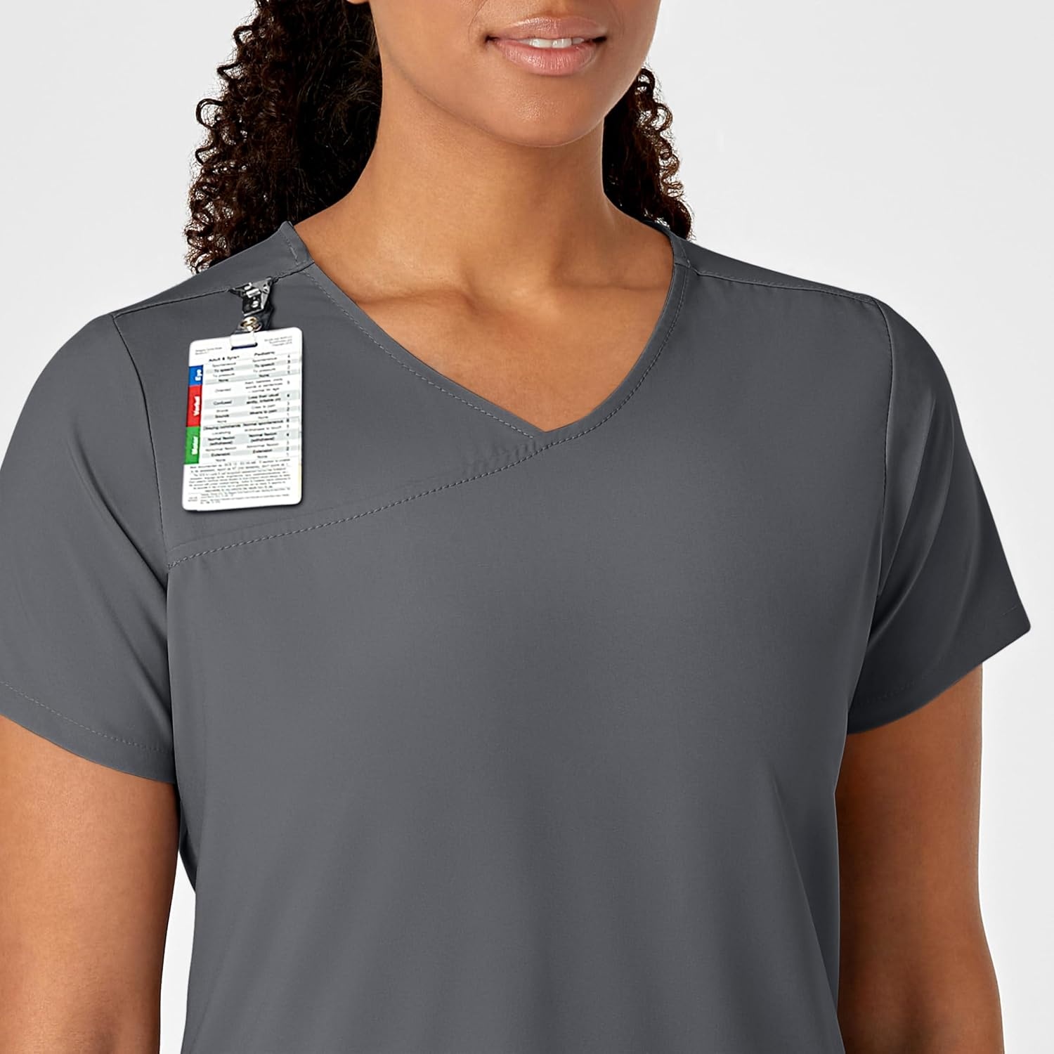 image:imageWink W123 Womens YNeck Wrap Scrub TopPewter