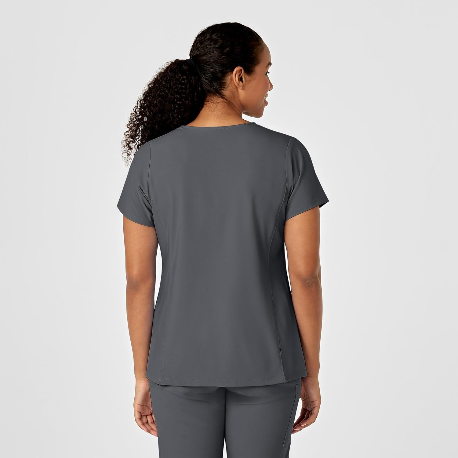 image:imageWink W123 Womens YNeck Wrap Scrub TopPewter