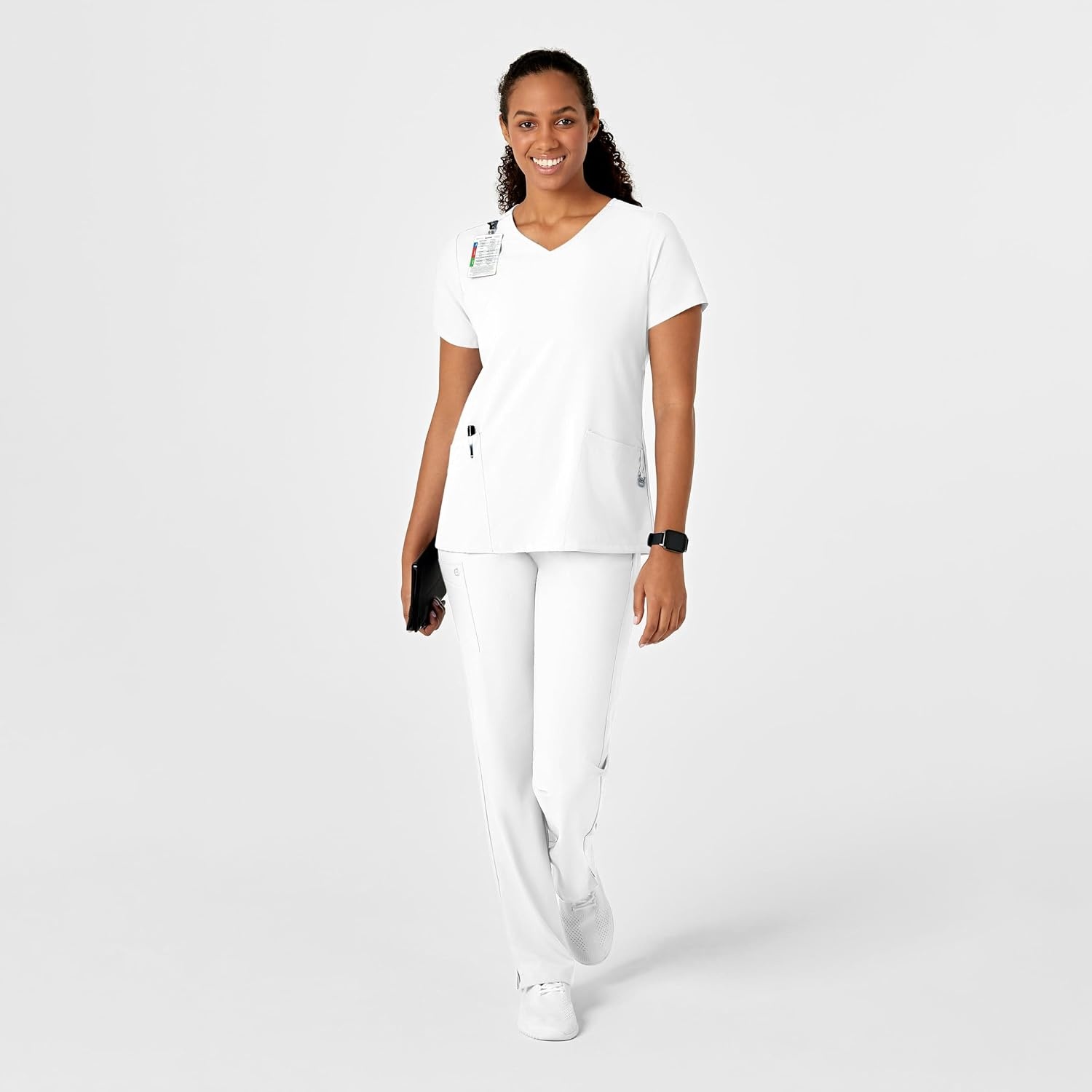image:imageWink W123 Womens YNeck Wrap Scrub TopWhite