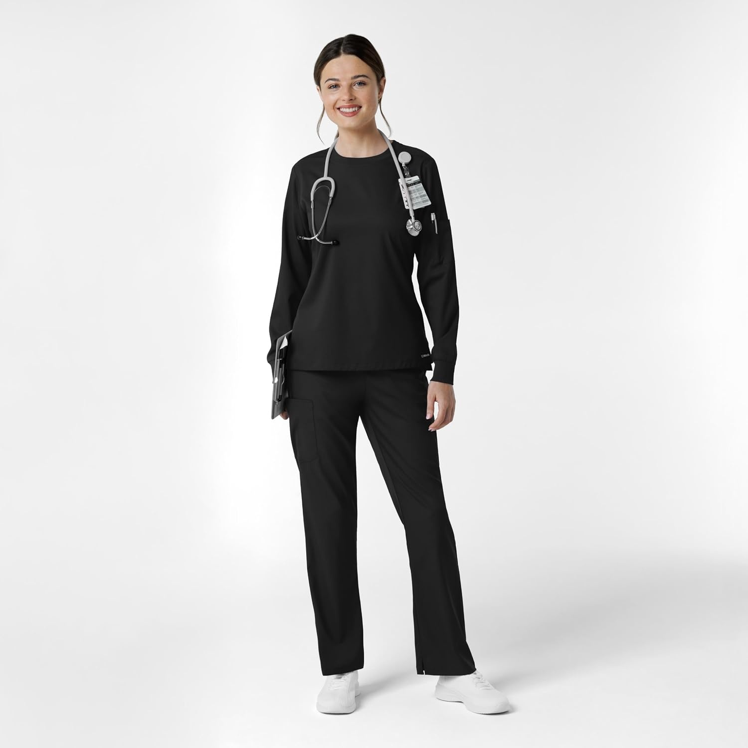 image:imageWink Womens Womens Classic Long Sleeve Scrub TeeBlack