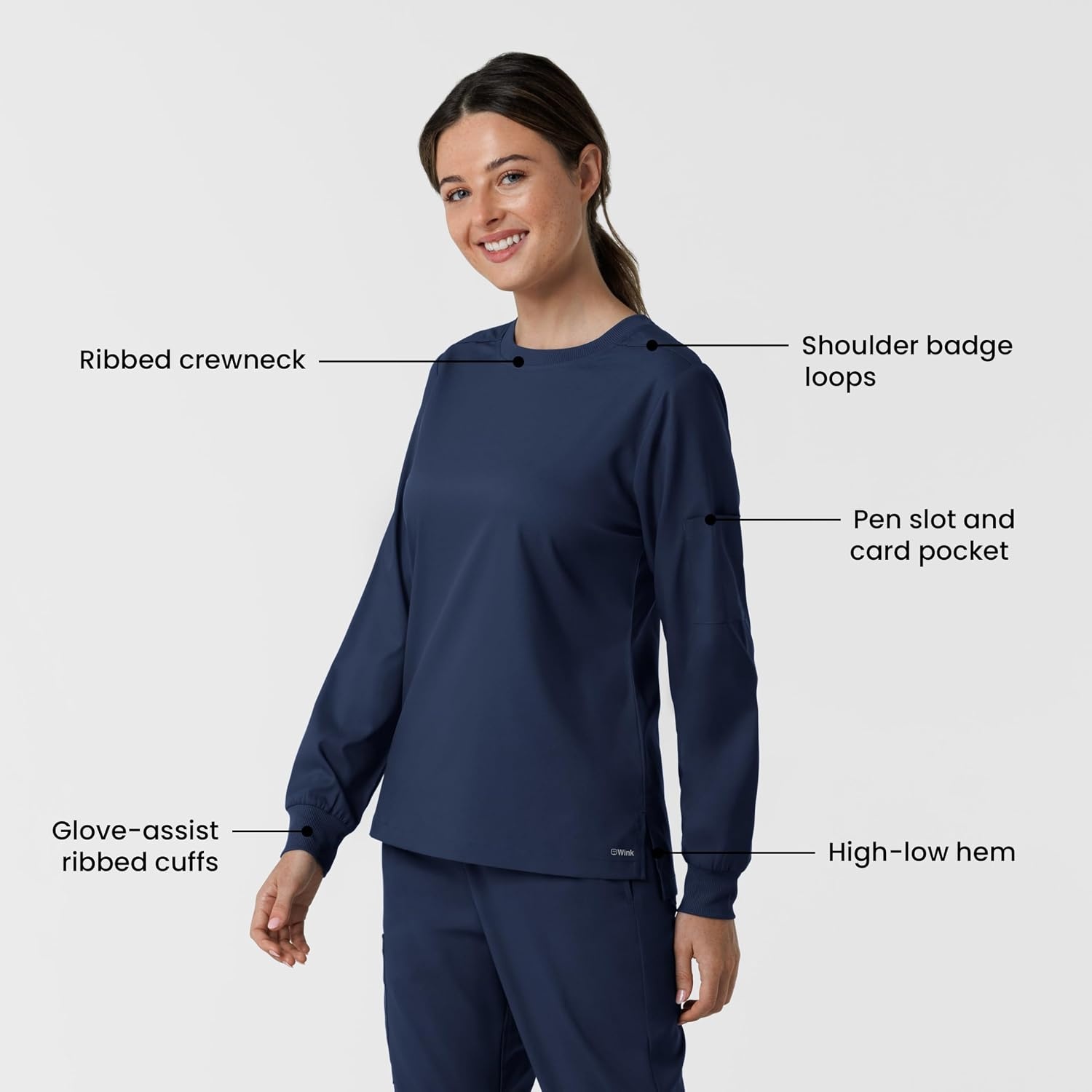image:imageWink Womens Womens Classic Long Sleeve Scrub TeeNavy