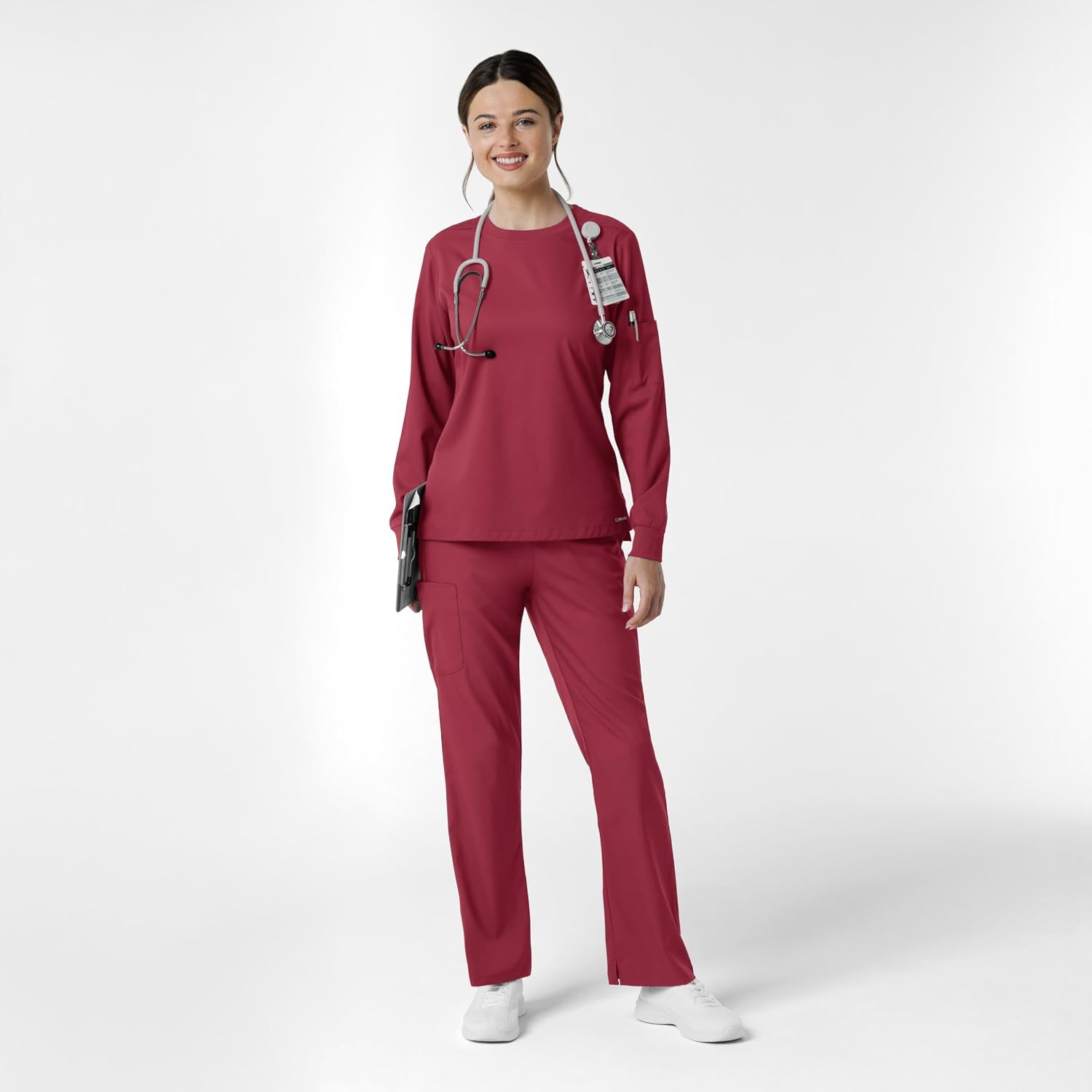 image:imageWink Womens Womens Classic Long Sleeve Scrub TeeRuby