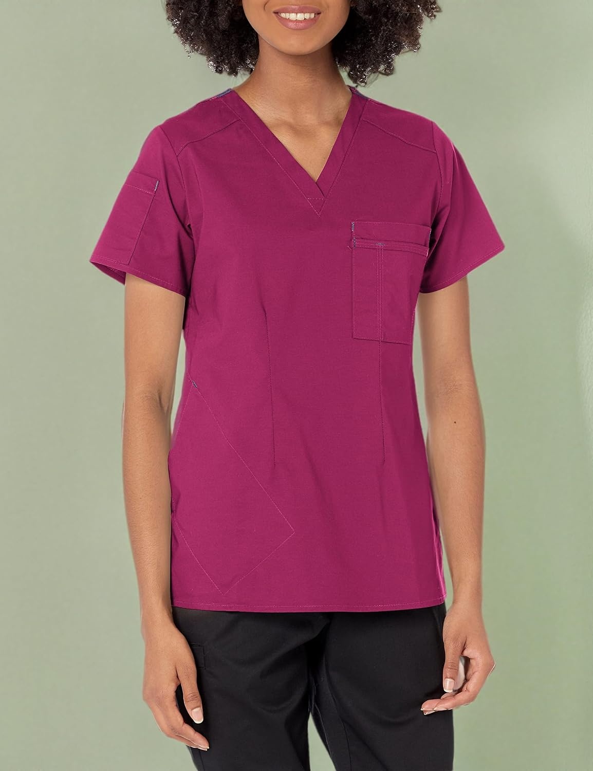 image:imageWink WonderFLEX Womens VNeck Tuckin Scrub TopWine