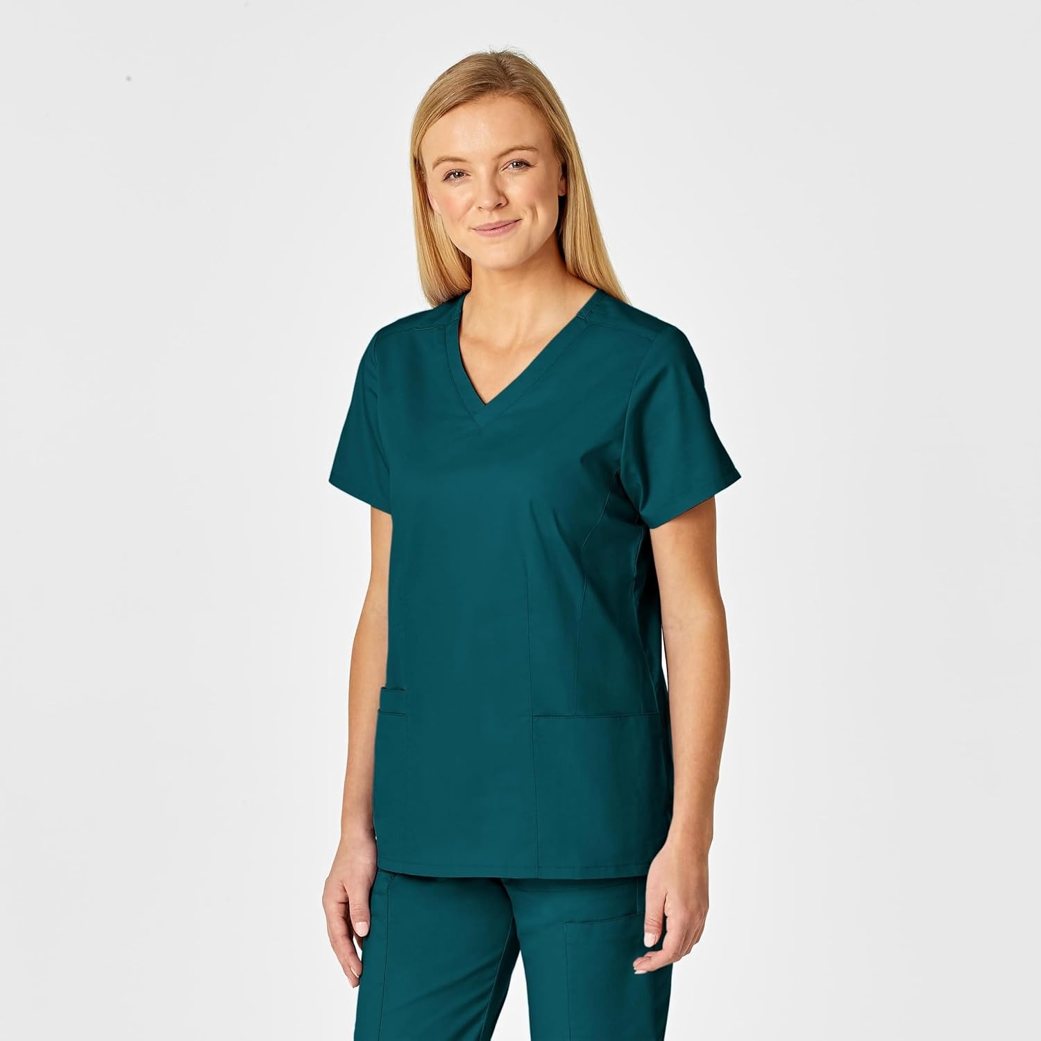 image:imageWink WonderWORK Womens Shaped VNeck Scrub TopCaribbean Blue