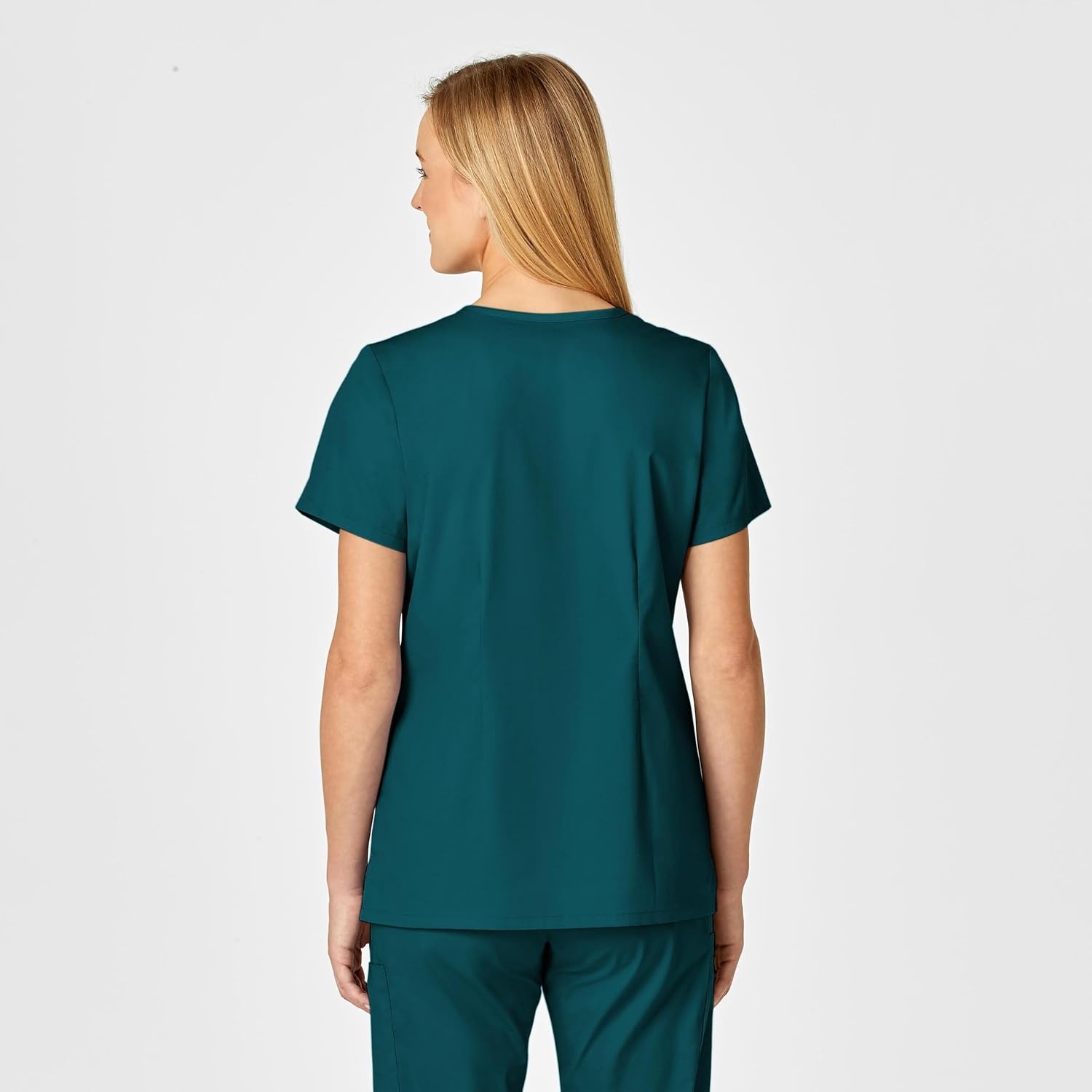 image:imageWink WonderWORK Womens Shaped VNeck Scrub TopCaribbean Blue