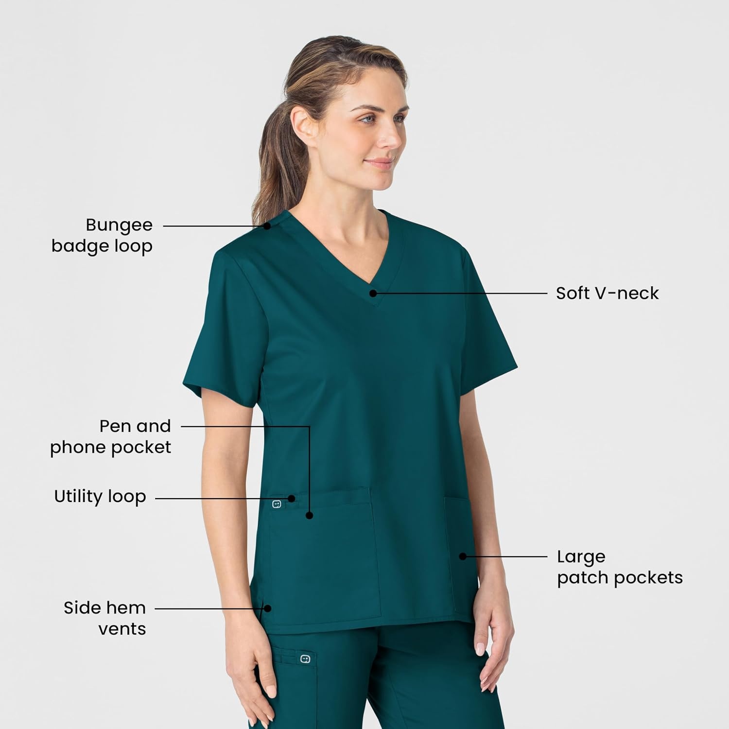 image:imageWink WonderWORK Womens VNeck Scrub Top Caribbean Blue S