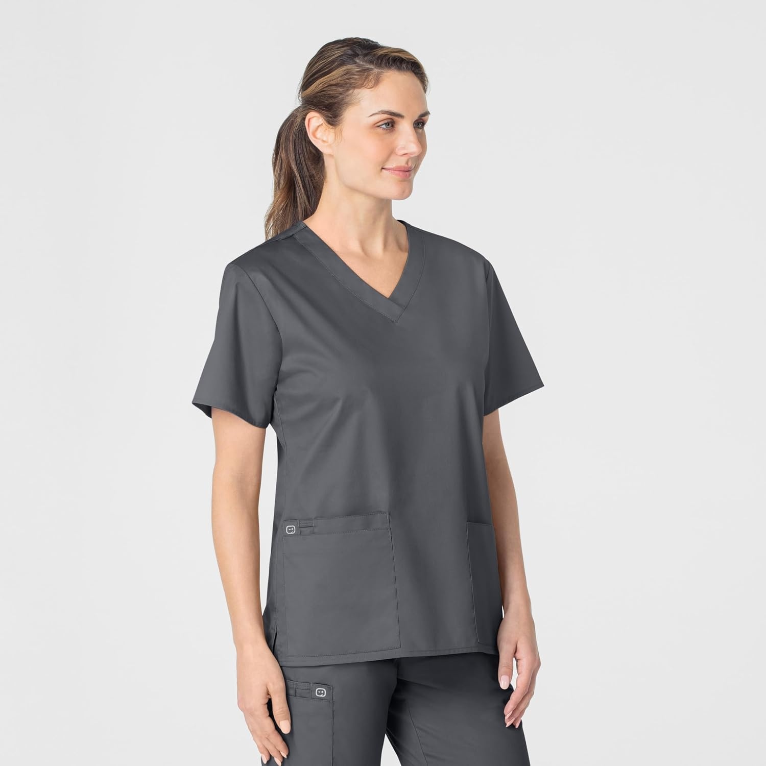 image:imageWink WonderWORK Womens VNeck Scrub Top Pewter XS