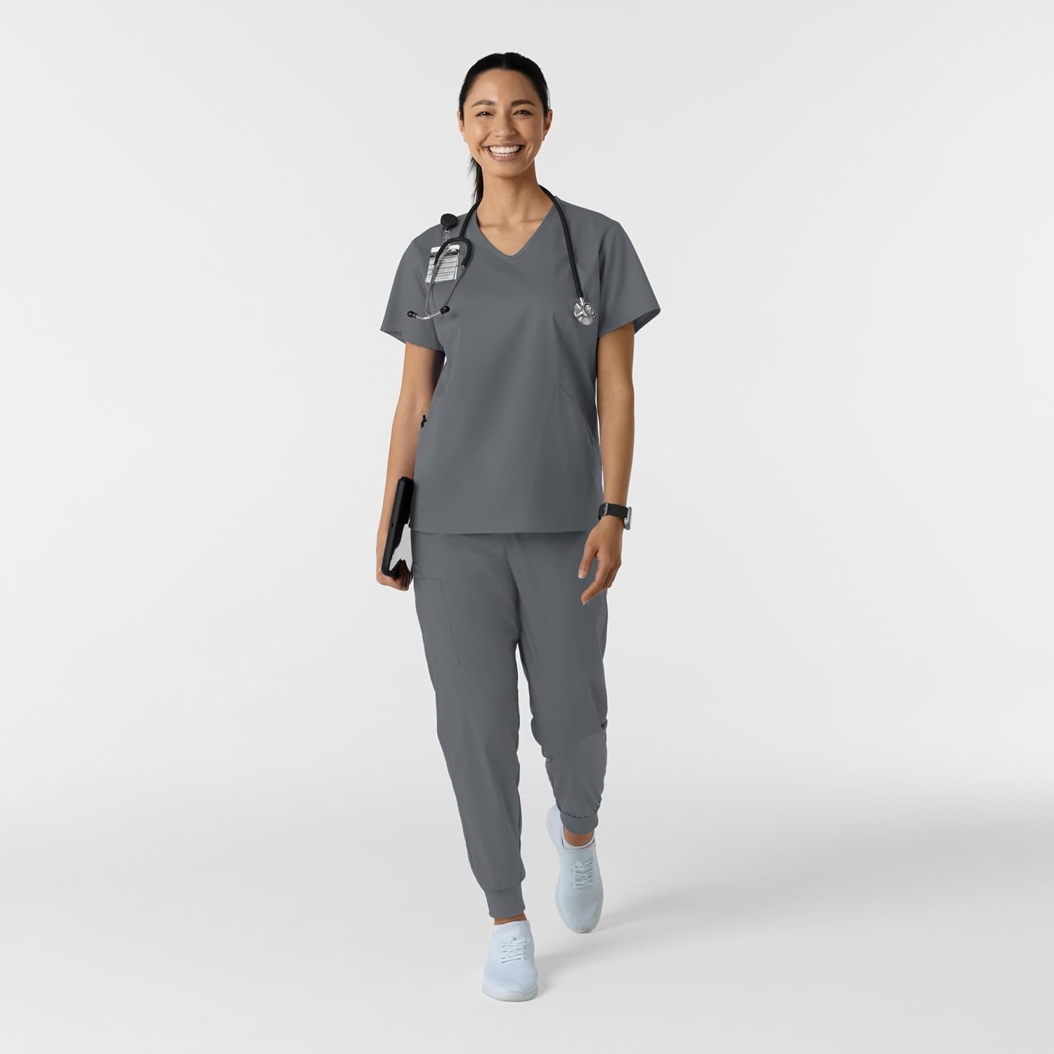 image:imageWink Work Womens Curved VNeck Scrub TopPewter