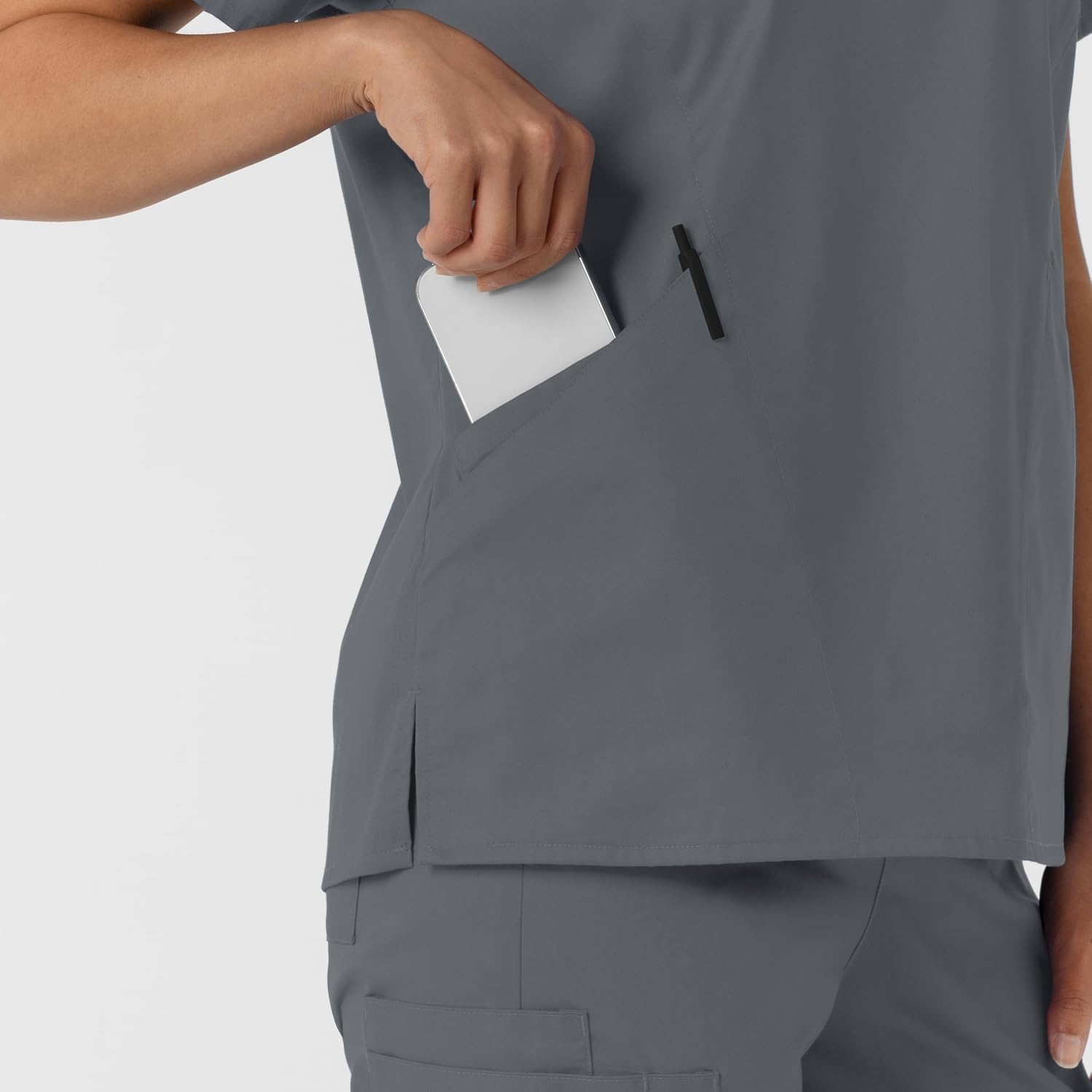 image:imageWink Work Womens Curved VNeck Scrub TopPewter