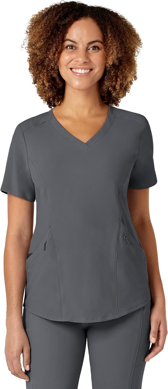 image:imageWonderWink RENEW Womens VNeck Scrub Top Pewter XS