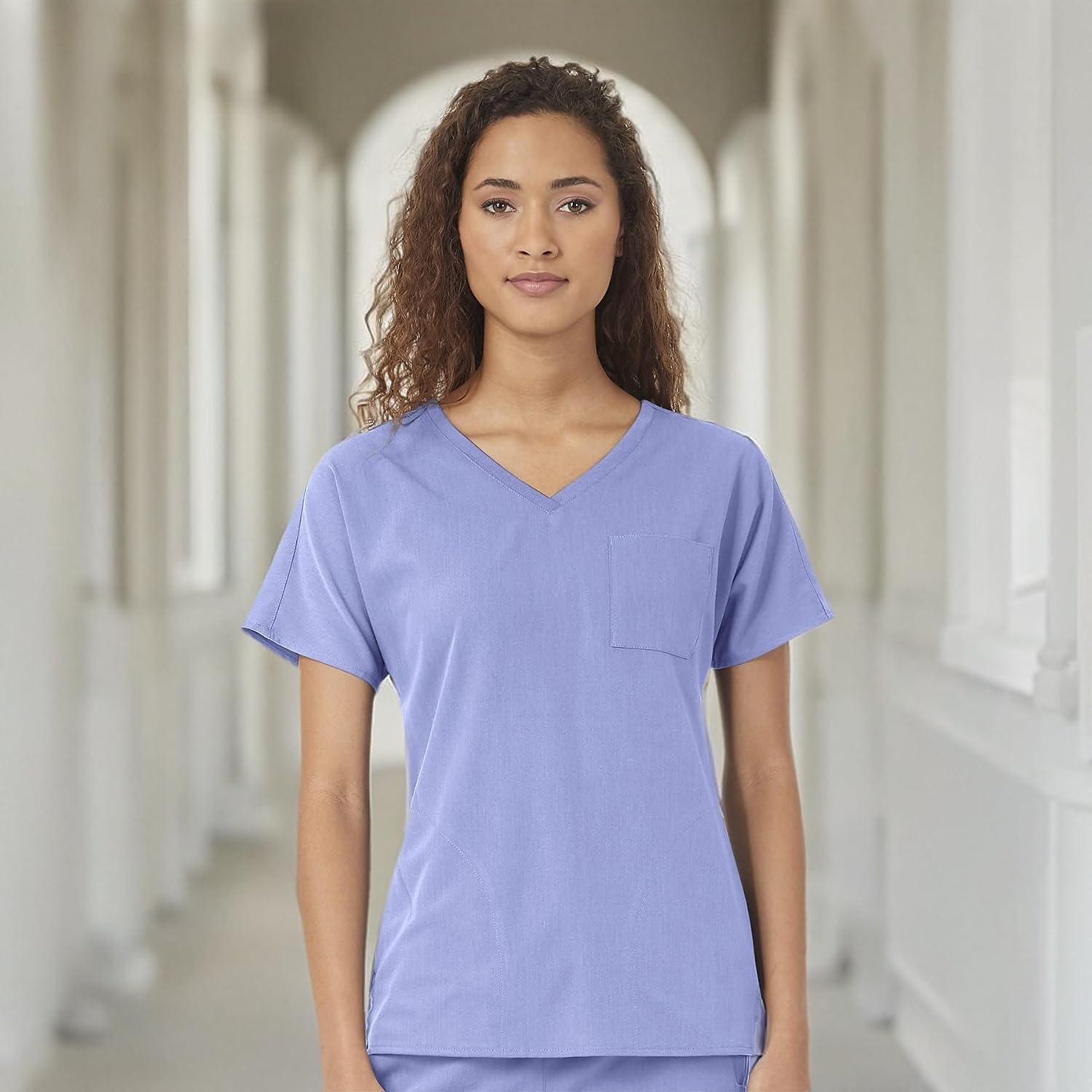 image:imageWonderWink Womens Dolman 3 Pocket Scrub Top Ceil Blue XS