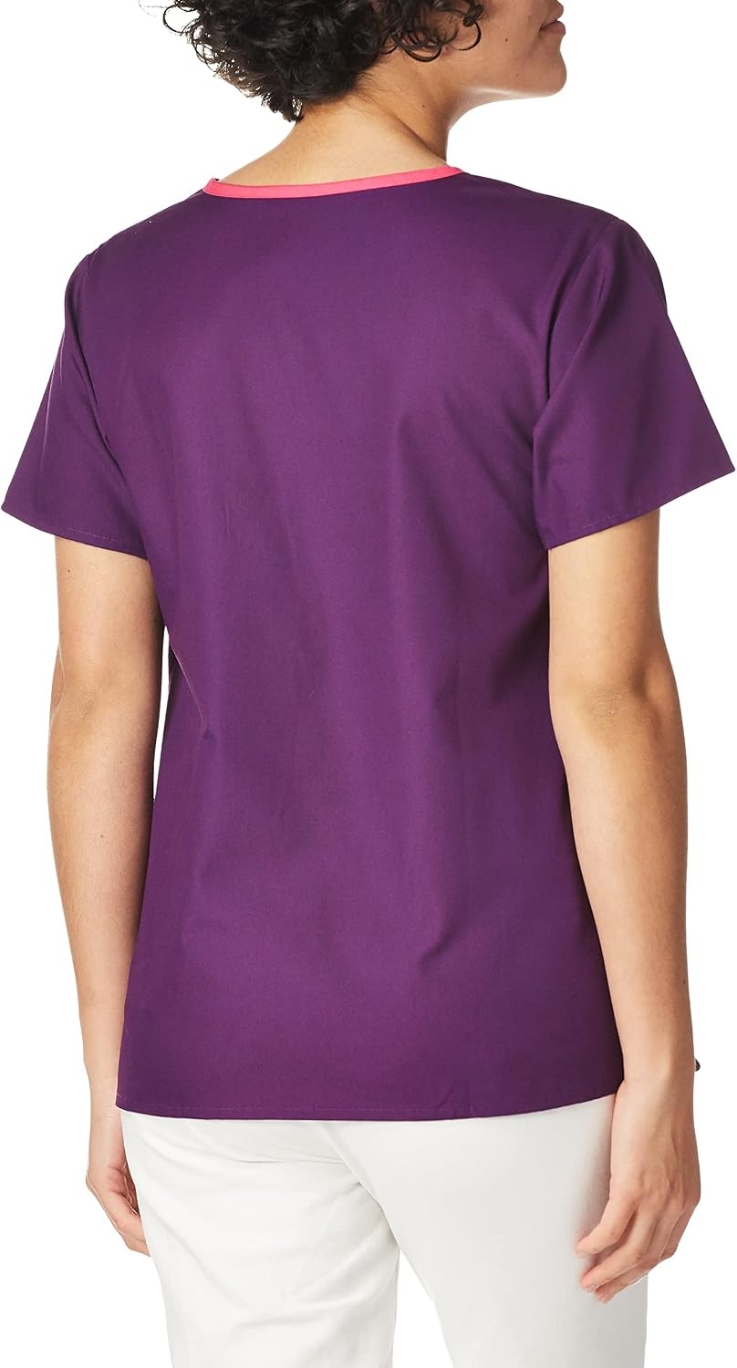 image:imageWonderWink Womens Scrubs Charlie 5 Pocket YNeck Wrap Top Eggplant 3XLarge