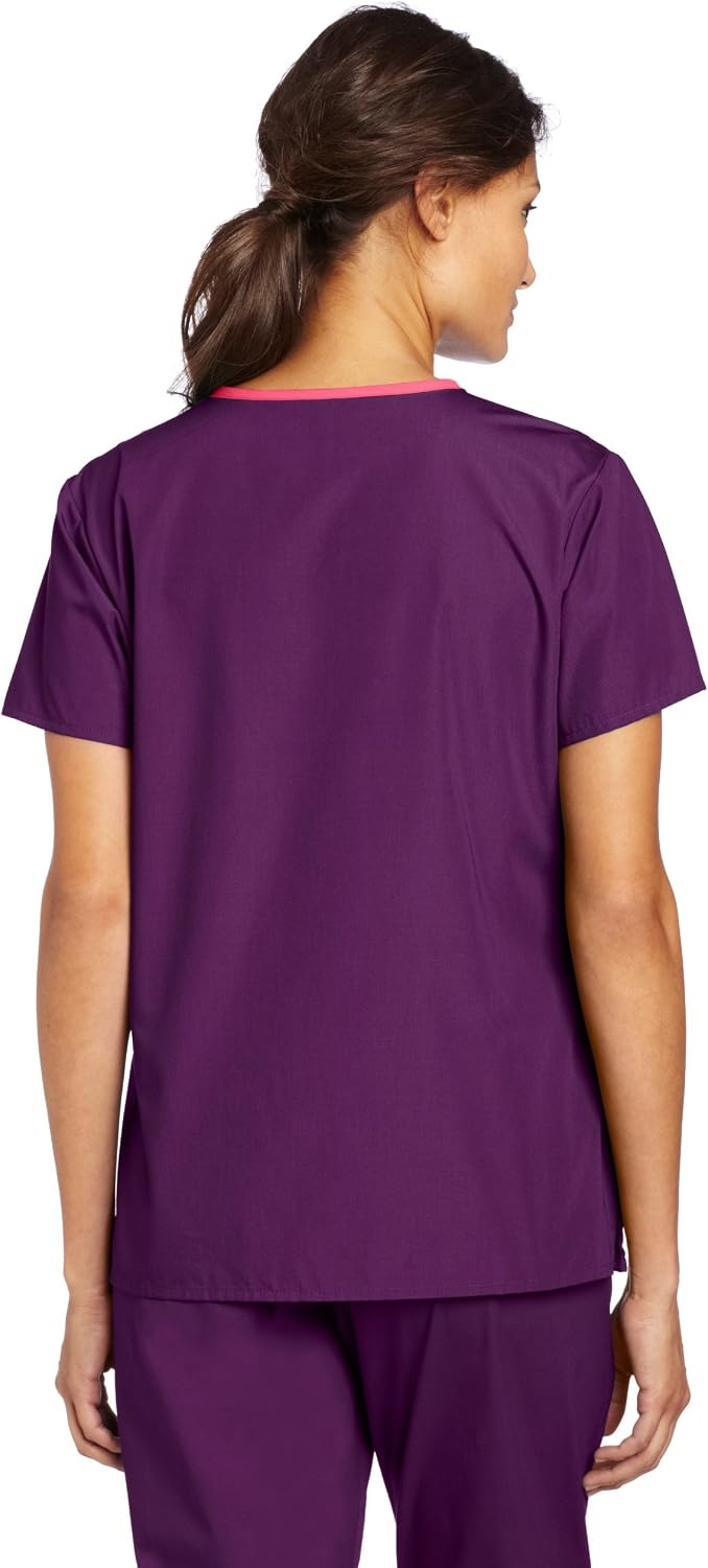 image:imageWonderWink Womens Scrubs Charlie 5 Pocket YNeck Wrap Top Eggplant XLarge