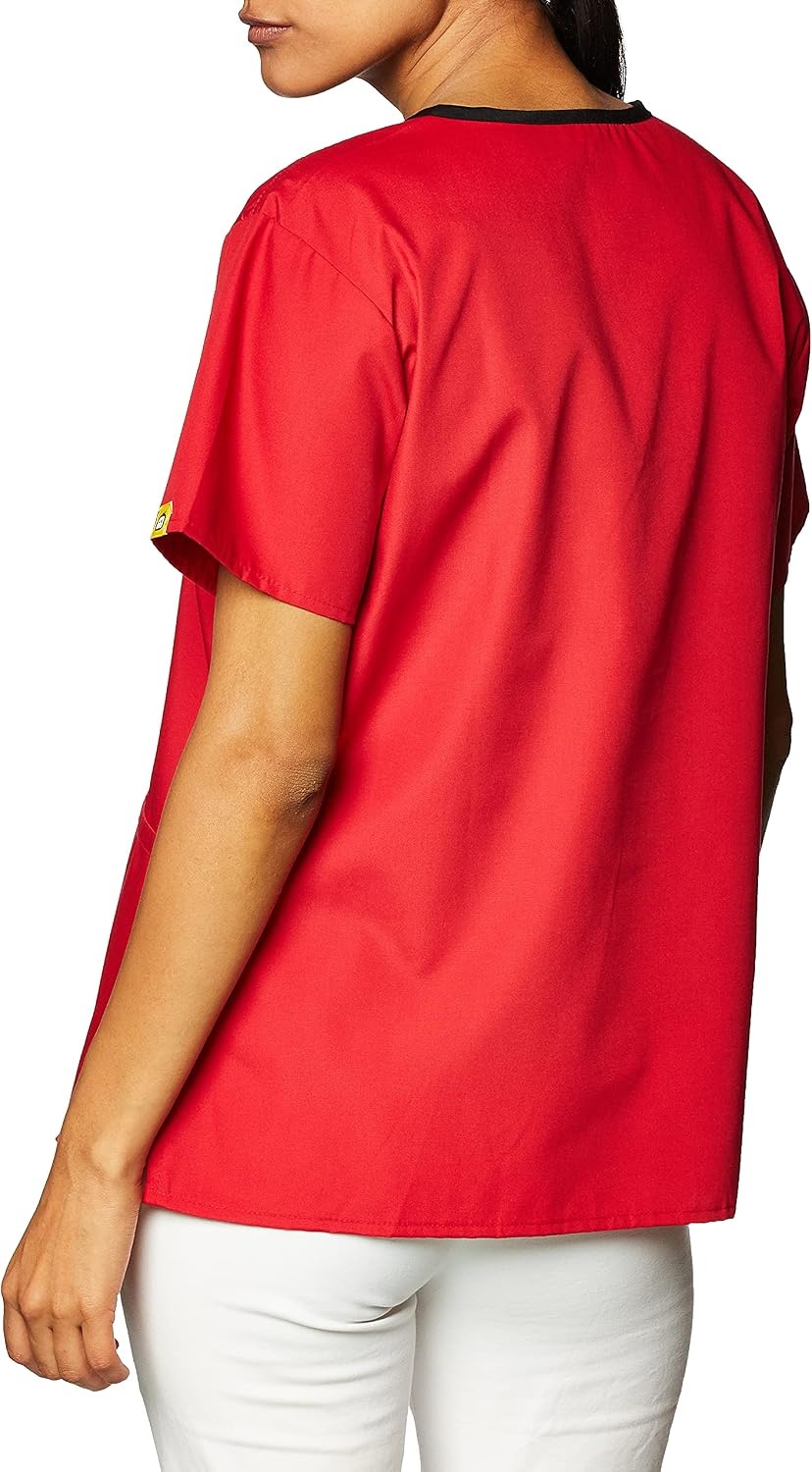 image:imageWonderWink Womens Scrubs Charlie 5 Pocket YNeck Wrap Top Red Small