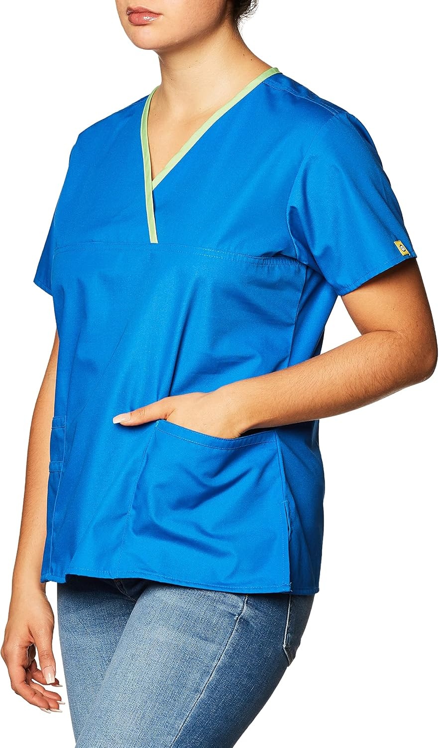 image:imageWonderWink Womens Scrubs Charlie 5 Pocket YNeck Wrap Top Royal Medium
