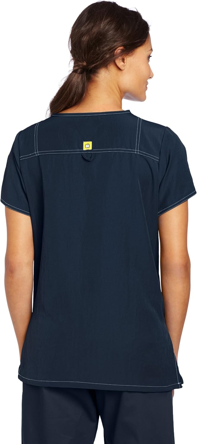 image:imageWonderWink Womens Scrubs Four Way Stretch Sporty VNeck Top Navy Large