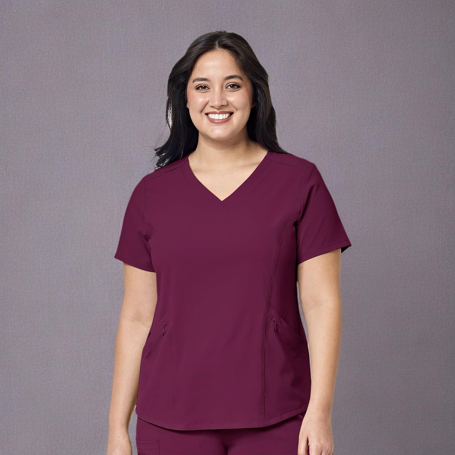 image:imageWonderWink Womens VNeck Top Medical Scrubs Wine Small US