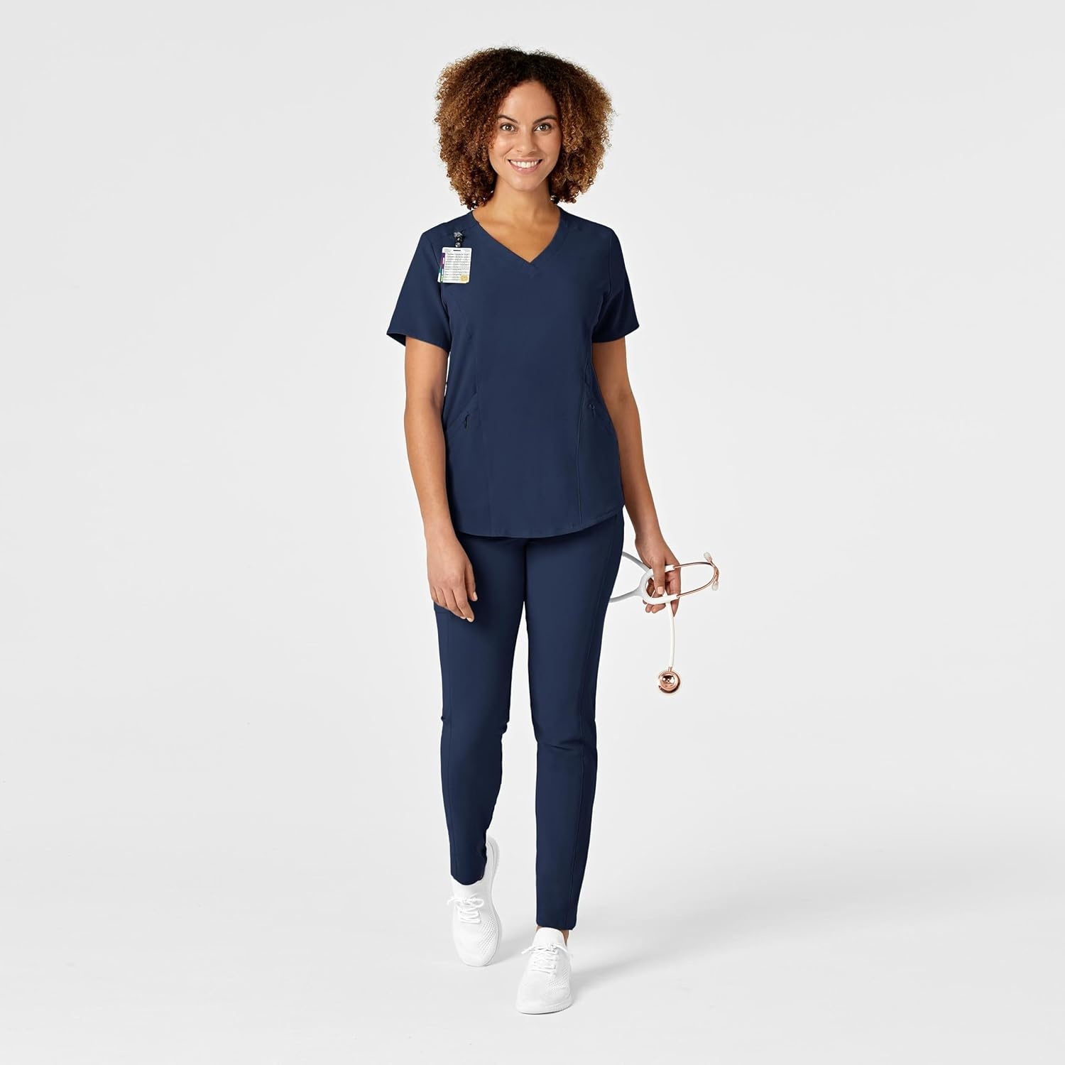 image:imageWonderWink womens Renew Womens Vneck Top Medical Scrubs Navy 1X US