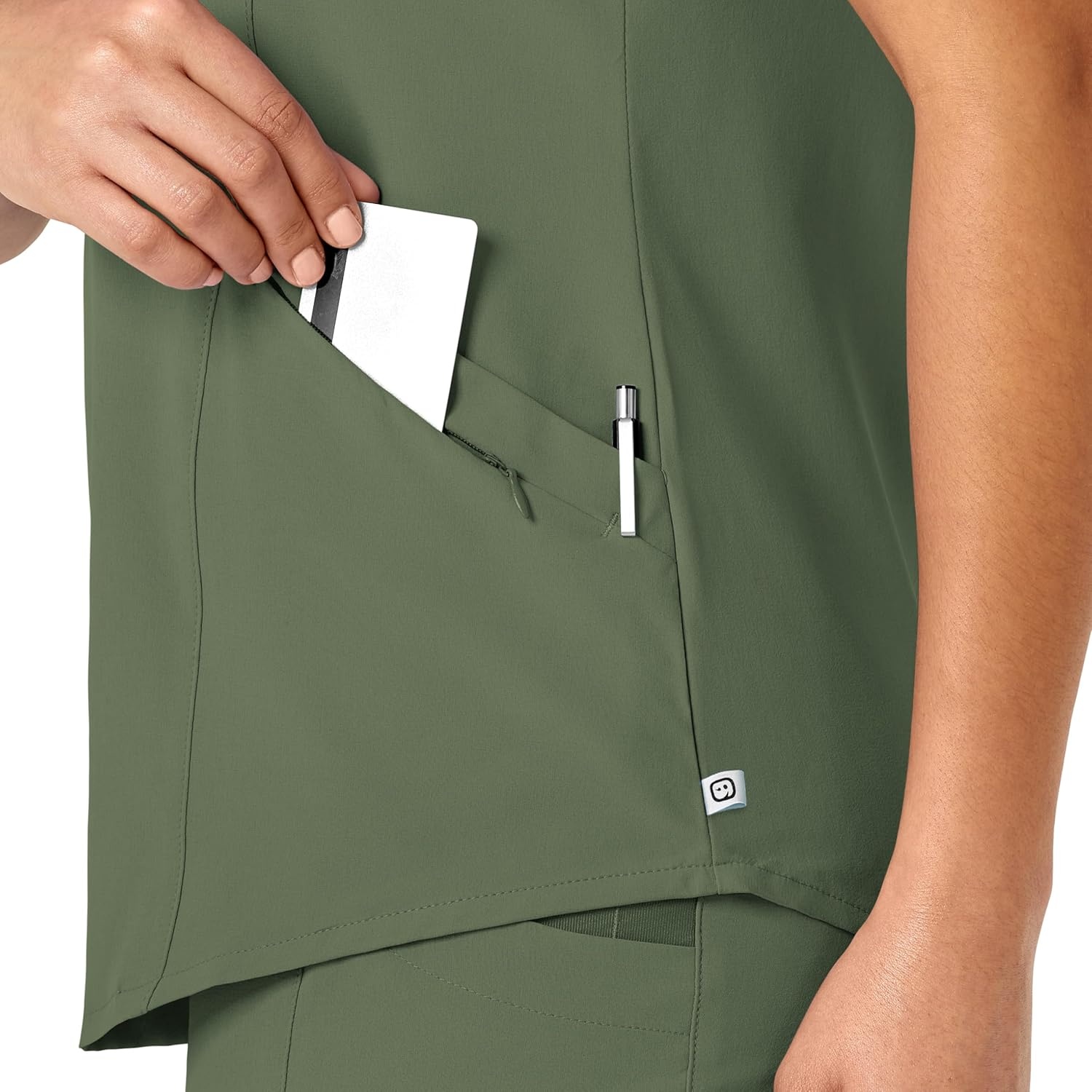 image:imageWonderWink womens Renew Womens Vneck Top Medical Scrubs Olive Large US