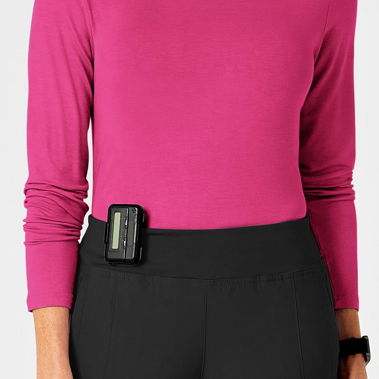image:imageWonderWink womens Wonderwink Silky Long Sleeve Tee medical scrubs shirts Hot Pink Large US