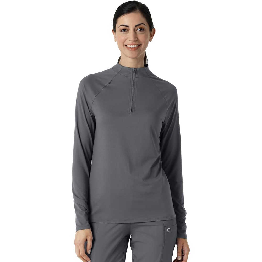 image:imageWINK Layers Womens Watch Window Quarter Zip Scrub TopPewter