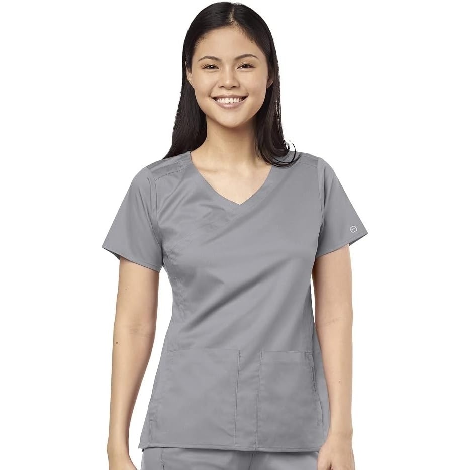 image:imageWINK PRO Womens 4 Pocket Wrap Scrub TopGrey