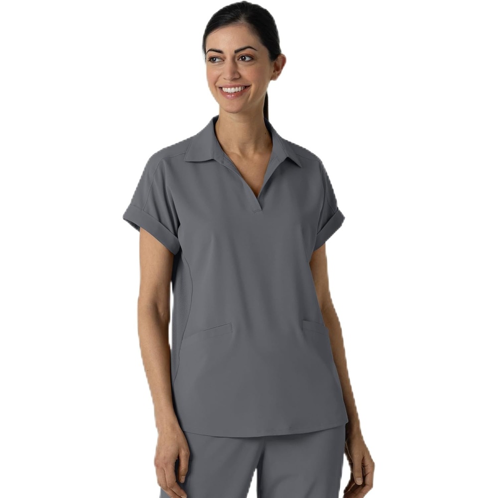image:imageWINK Renew Womens FlexnReach Collared Scrub TopPewter