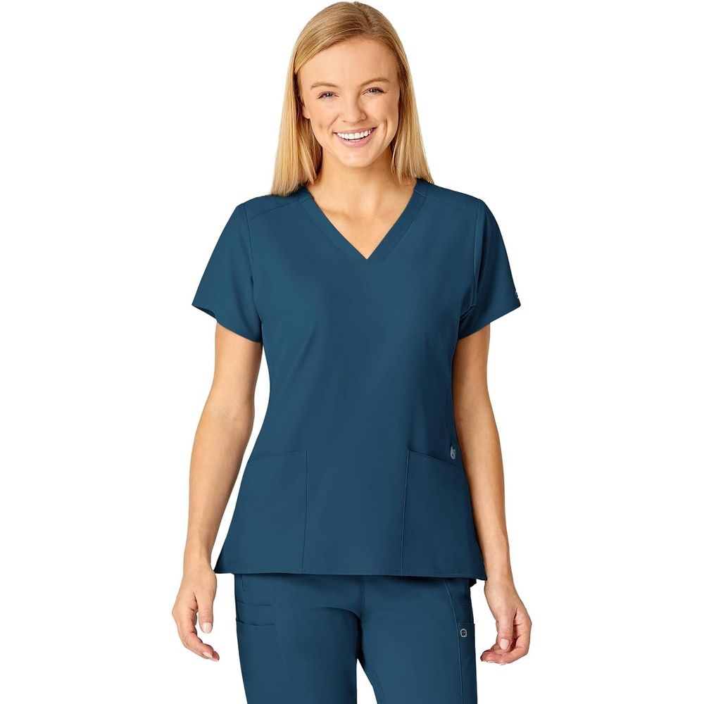 image:imageWINK Scrubs for Women W123 Stylized VNeck Tops with 5 PocketsCaribbean