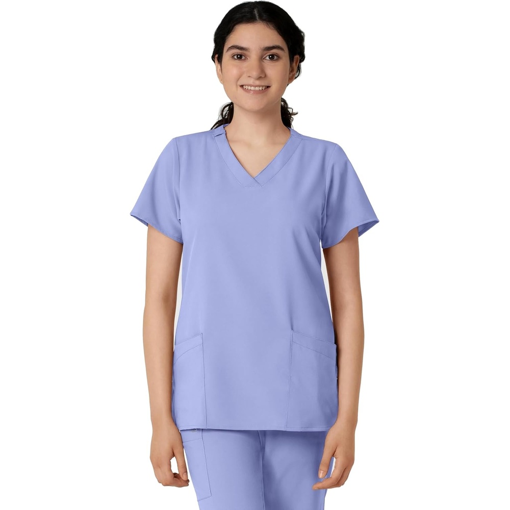 image:imageWINK W123 Womens Basic VNeck Scrub TopCeil Blue