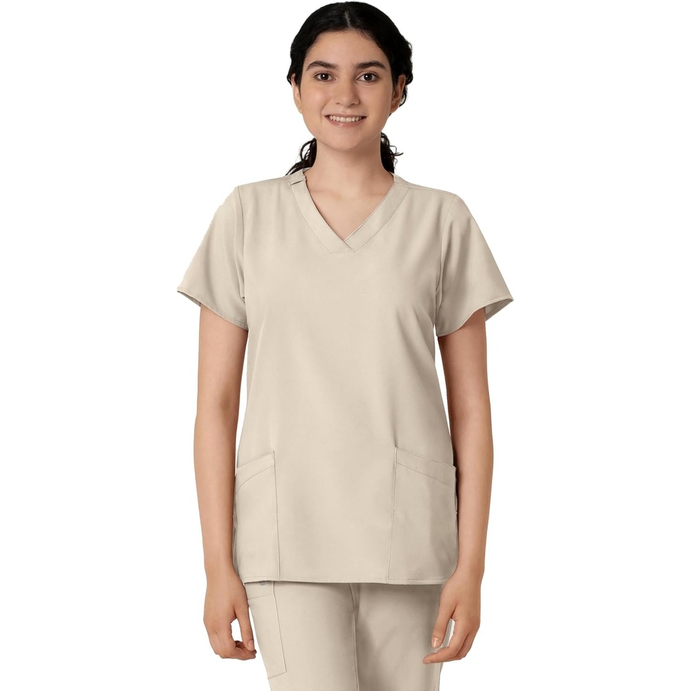 image:imageWINK W123 Womens Basic VNeck Scrub TopKhaki