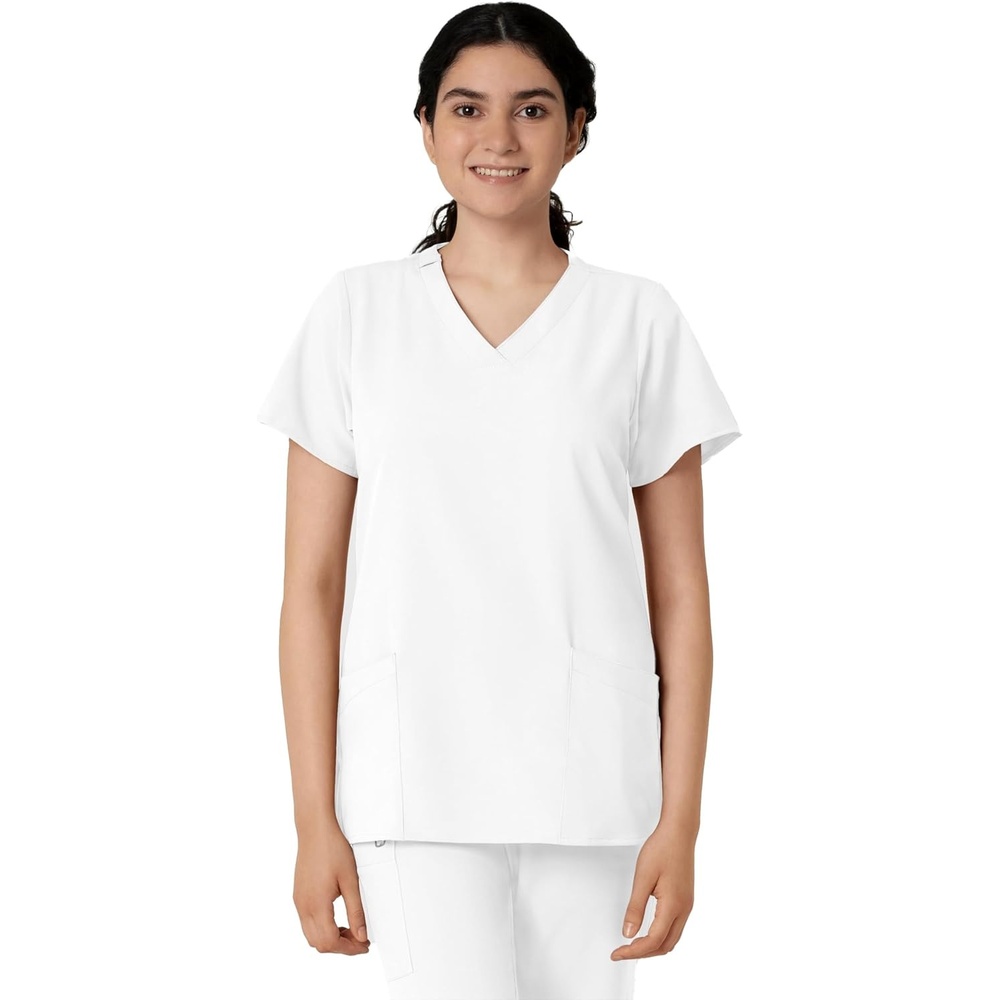 image:imageWINK W123 Womens Basic VNeck Scrub TopWhite