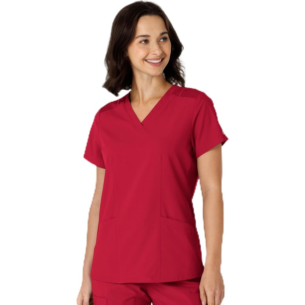 image:imageWINK Womens Womens Flexnreach Side Panel Vneck Scrub TopRed