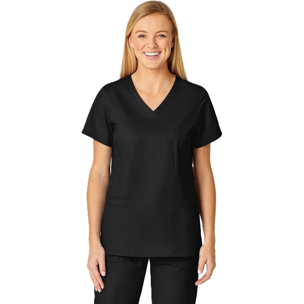 image:imageWINK WonderWORK Womens VNeck Scrub TopBlack