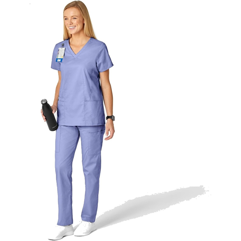 image:imageWINK WonderWORK Womens VNeck Scrub TopCeil Blue