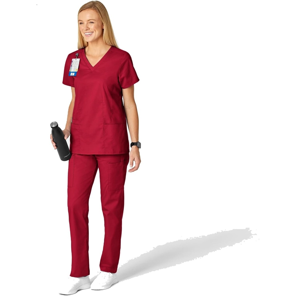 image:imageWINK WonderWORK Womens VNeck Scrub TopRed