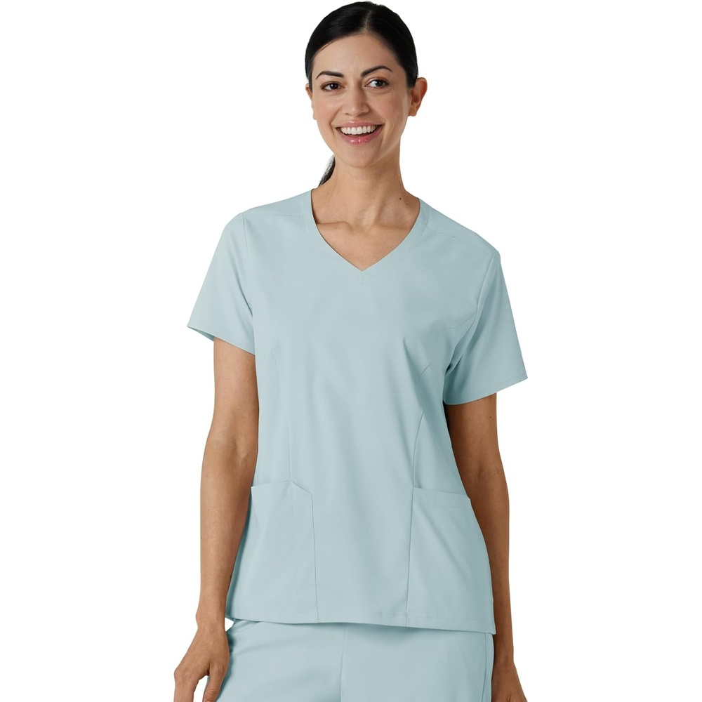 image:imageWink Boundless Womens 2Pocket VNeck Scrub TopSky Blue
