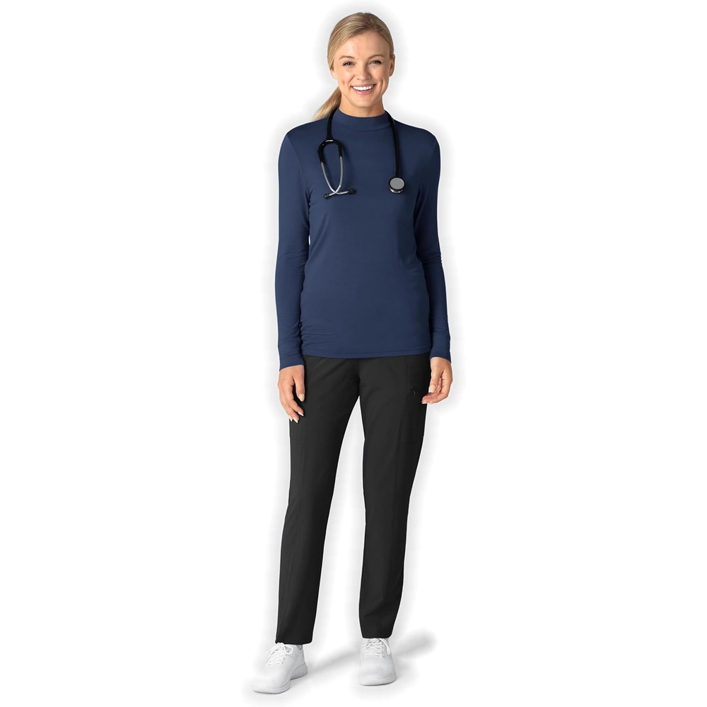 image:imageWink Layers Womens Long Sleeve Mock Neck Silky TeeNavy