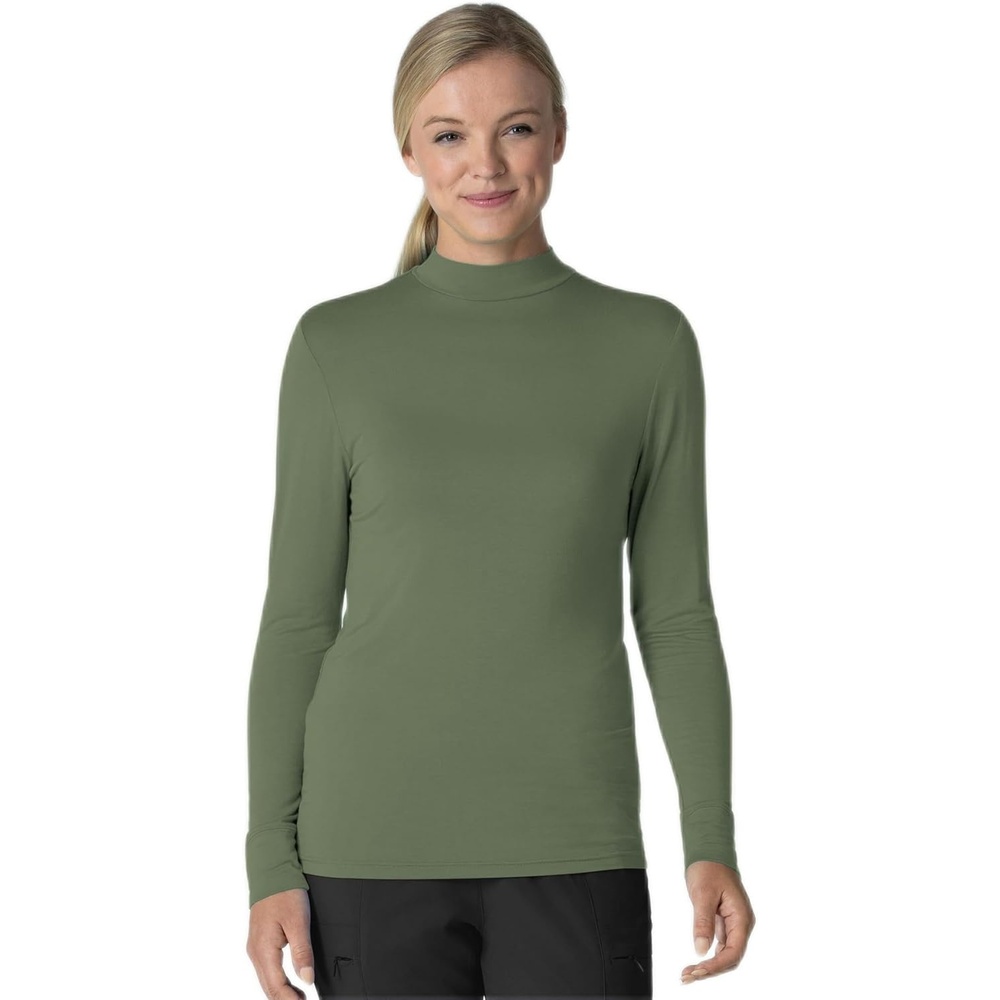image:imageWink Layers Womens Long Sleeve Mock Neck Silky TeeOlive