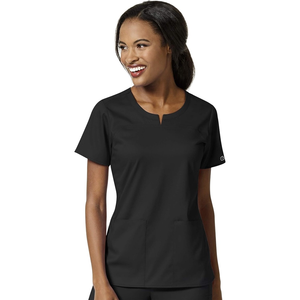 image:imageWink PRO Womens 4 Pocket Notch Neck Scrub TopBlack