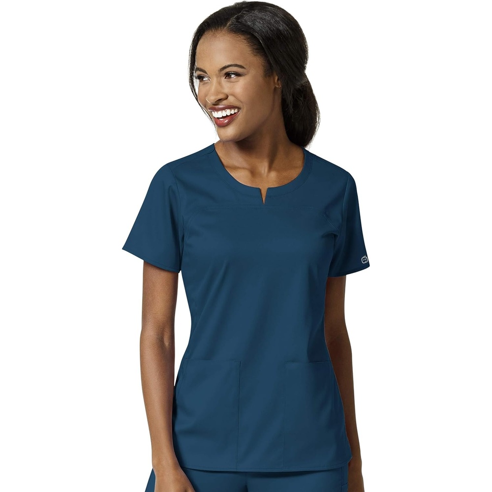 image:imageWink PRO Womens 4 Pocket Notch Neck Scrub TopCaribbean Blue