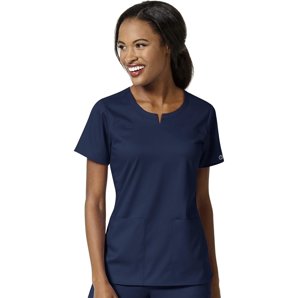 image:imageWink PRO Womens 4 Pocket Notch Neck Scrub TopNavy