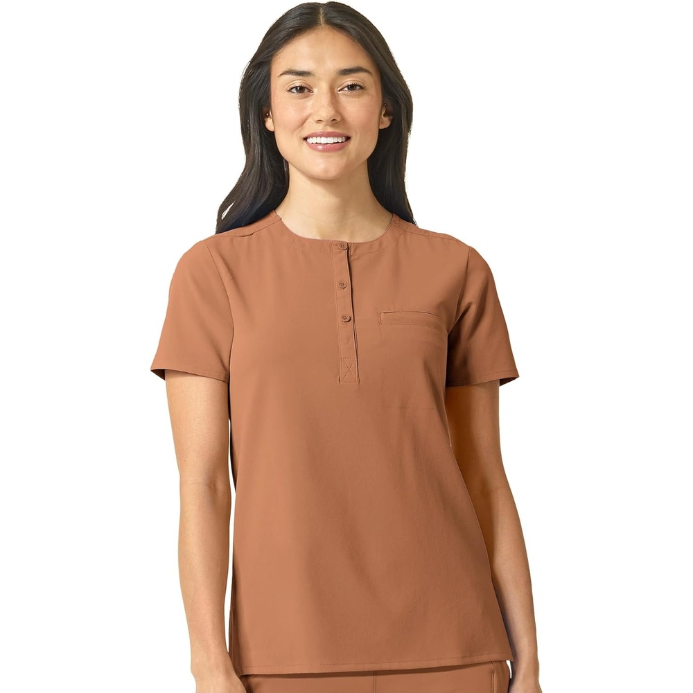 image:imageWink Renew Womens Mandarin Collar Tuckin Scrub TopClay