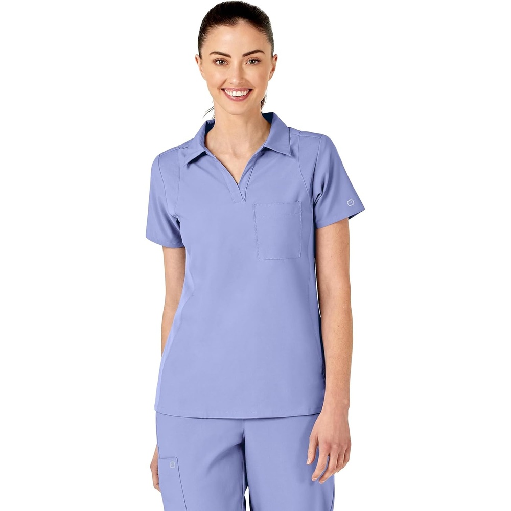 image:imageWink W123 Womens Collar Scrub TopCeil Blue